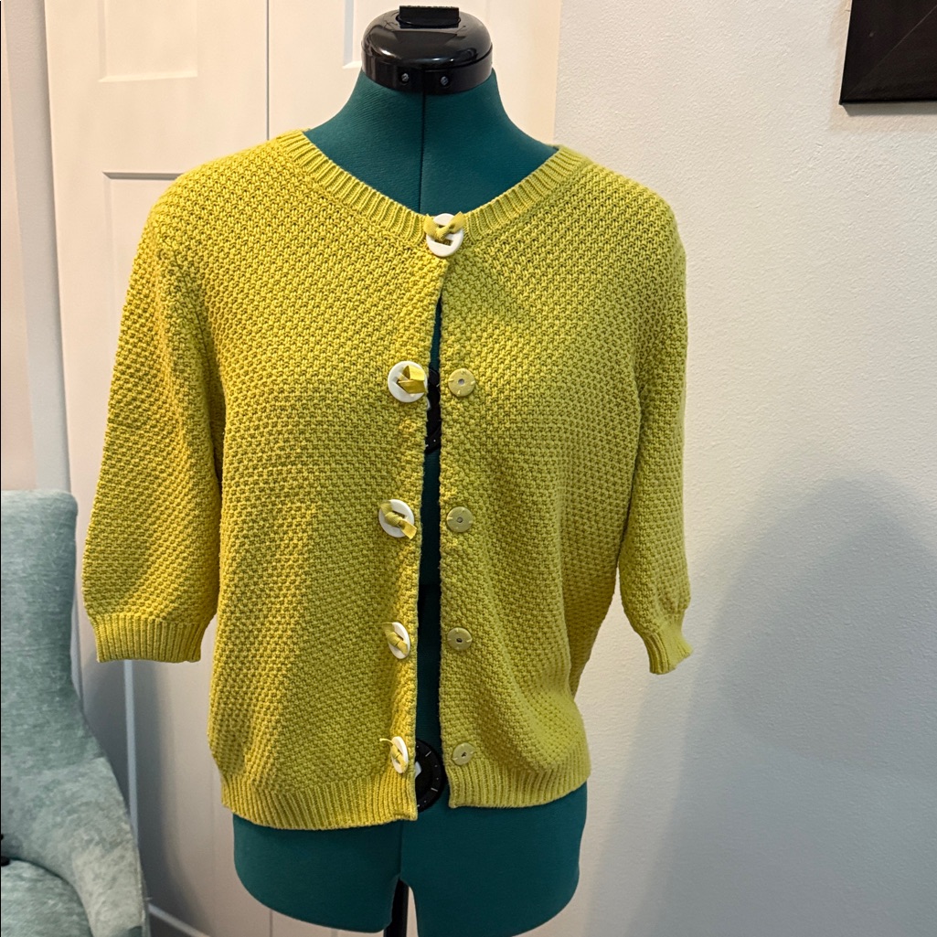Boden Greenish Yellow Button-Up Women's Cardigan